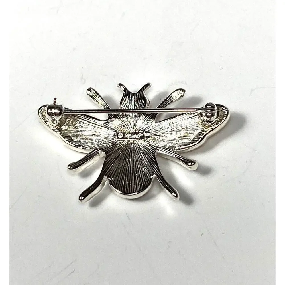 MONET Brooch Bug Multi Color Silver Tone Rhinestones Enamel